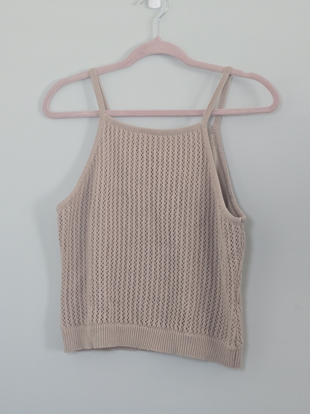 NWT Z Supply Beige 100% Cotton Open Weave Crochet Knit Tank Top XL